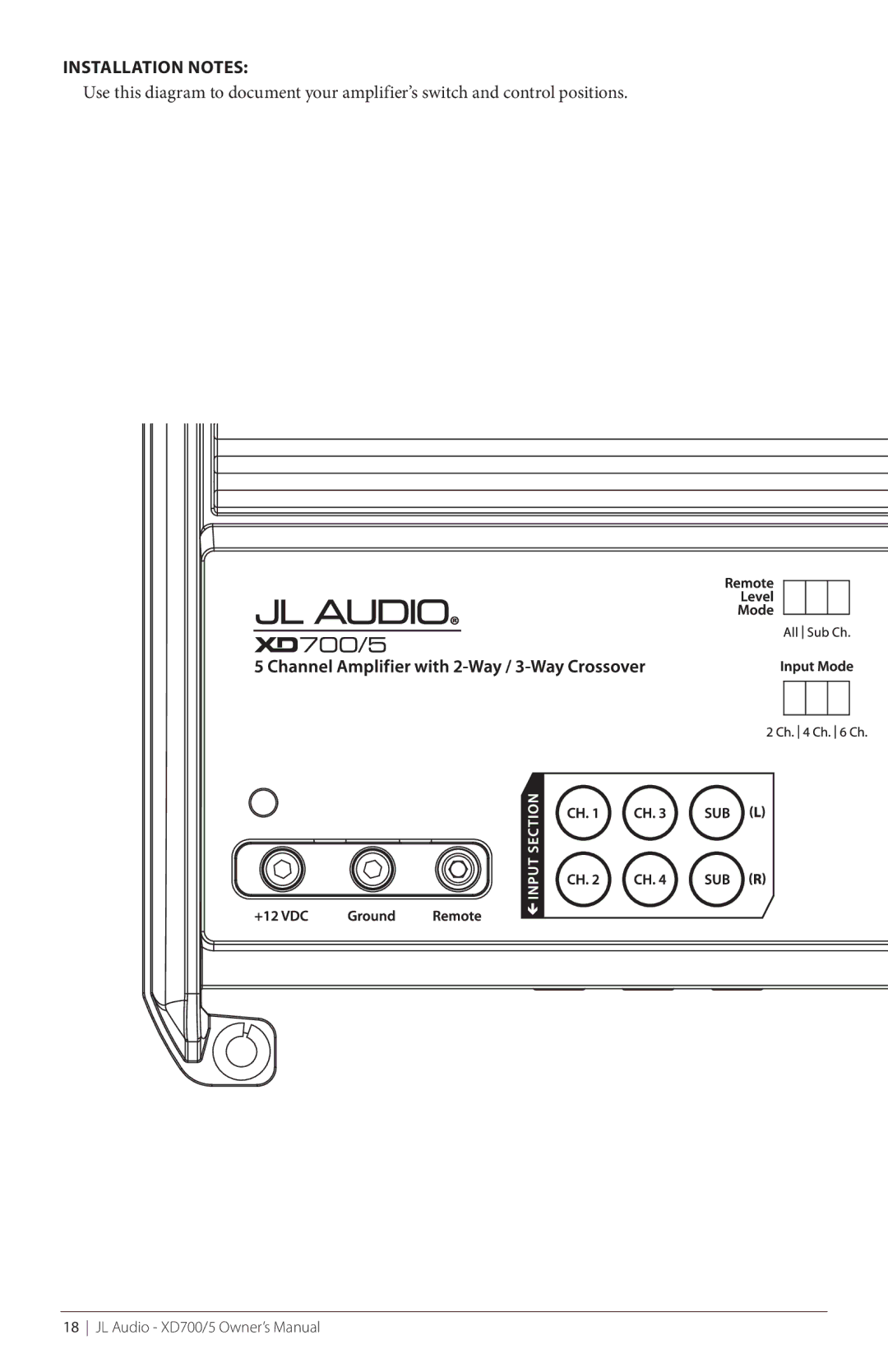 JL Audio XD700/5 owner manual Installation Notes 